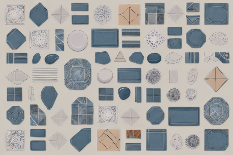 A variety of kitchen tiles laid out