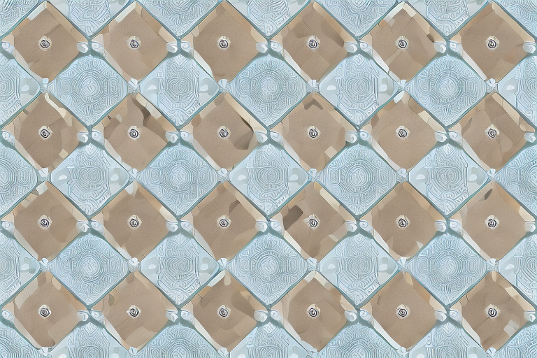 A stylish living room with various types of tiles used in different sections