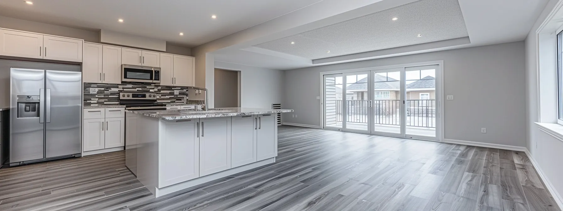 a modern, fully renovated kitchen with sleek appliances and a spacious island, showcasing the result of a successful full home renovation project.