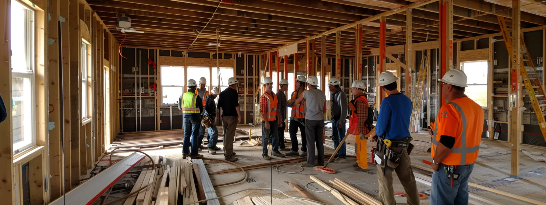 a construction team carefully assesses the structural support for a second-story addition.